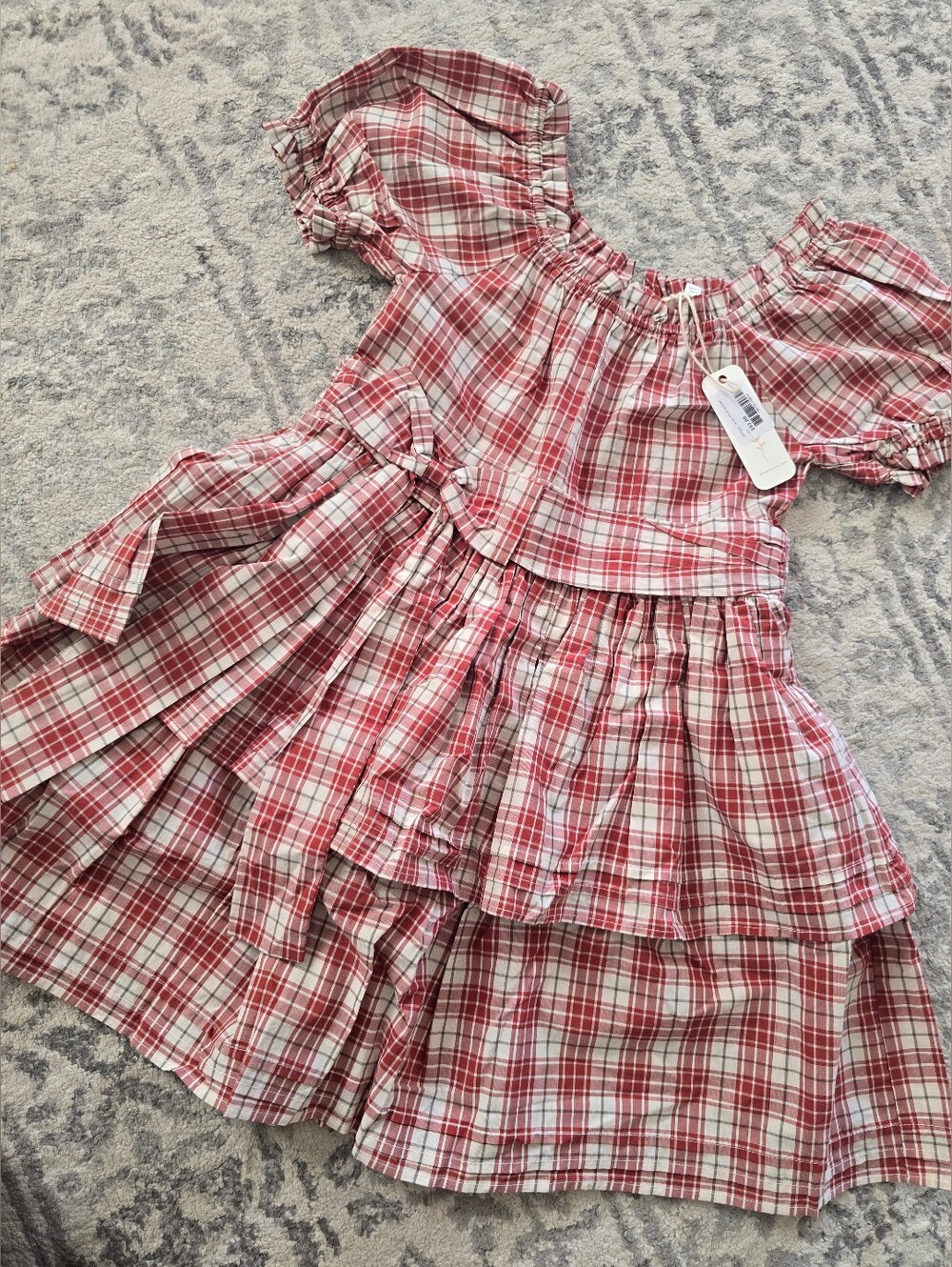 NEW Noralee Girls Red Plaid Tiered Dress
